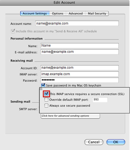 Setup MAILCAN.COM email account on your Entourage Step 1