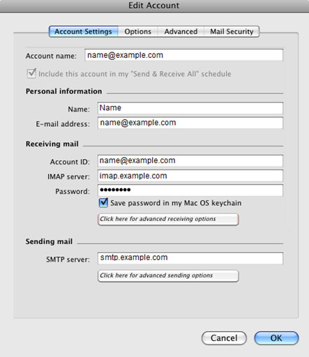 Setup MYMACMAIL.COM email account on your Entourage Step 7