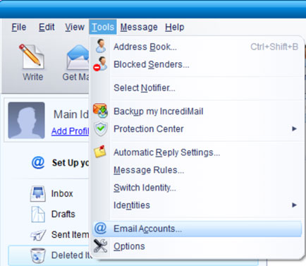 Setup NE.RR.COM email account on your IncrediMail Step 1