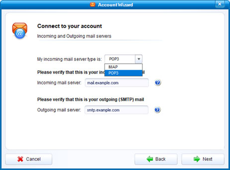 Setup VERIZON.NET email account on your IncrediMail Step 5