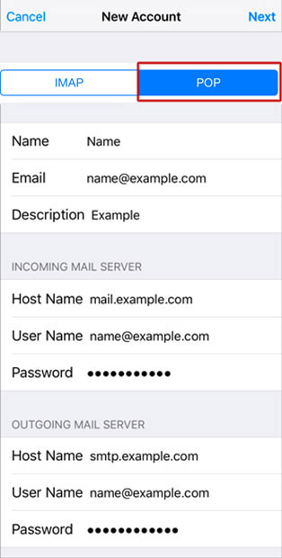 Setup VOLCANO.NET email account on your iPhone Step 8