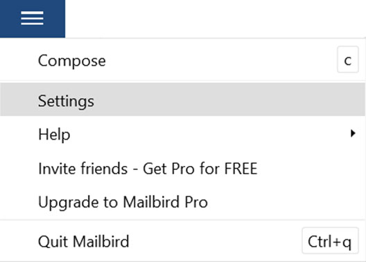 Setup 163.COM email account on your MailBird Lite Step 1