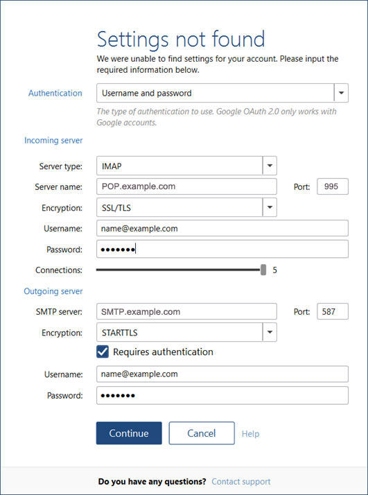 Setup CITLINK.NET email account on your MailBird Lite Step 5