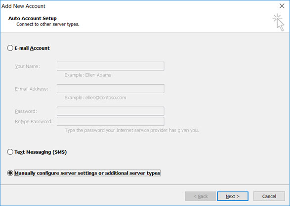 Setup FASTEST.CC email account on your Outlook 2010 Manual Step 3