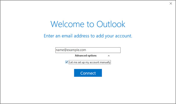 Setup VIRGIN.NET email account on your Outlook 2016 Manual Step 2 - Method 2