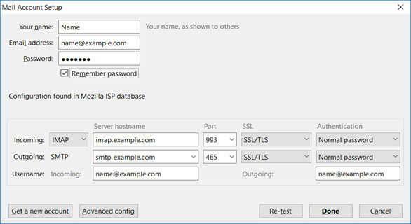 Setup COX.NET email account on Thunderbird email client Step 4-IMAP