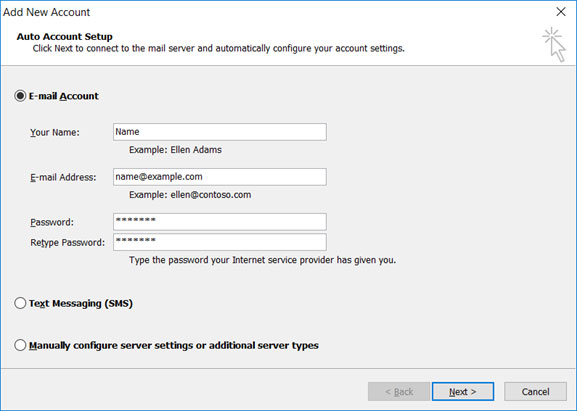 Setup GCI.NET email account on your Outlook 2010 Step 3
