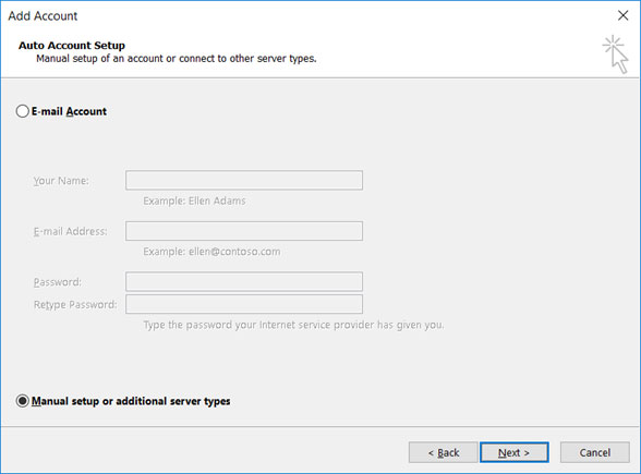 Setup EAGLECOM.NET email account on your Outlook 2013 Manual Step 2