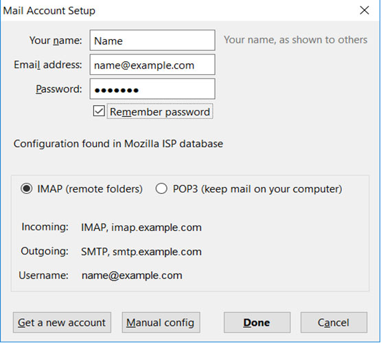 Setup WEB.DE email account on Thunderbird email client Step 4-IMAP